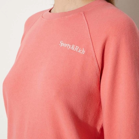 NWT Sporty & Rich Serif Logo Soft Crewneck Sweatshirt | Women’s Casual Pullover - Picture 4 of 9